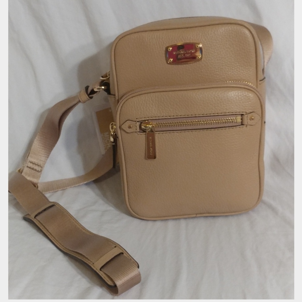 Michael Kors beige/tan leather crossbody